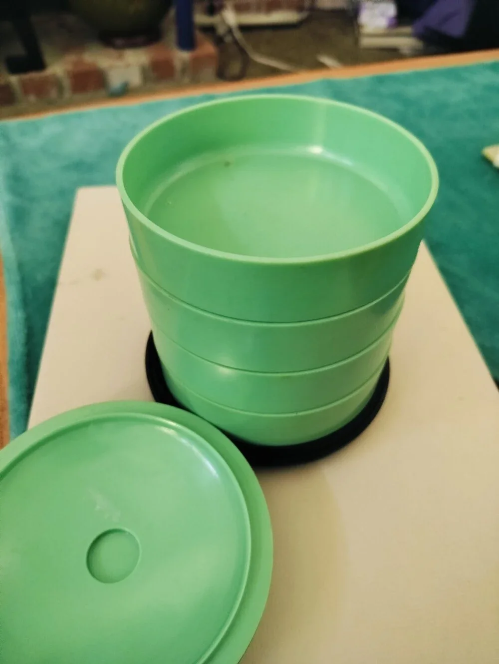 MCM F.E. Reinhold Los Angeles GreenThermoset Plastic Stackable Trinket Organizer